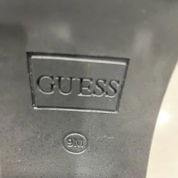 GUESS Black Chunky Lug Sole Side Zip Ankle Boots Size 9M EUC - Picture 11 of 12